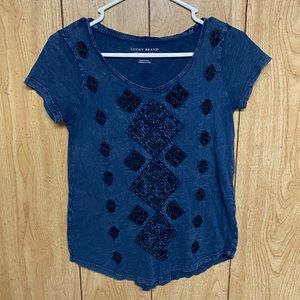 Lucky Brand | Embroidered Boho Blouse Tee